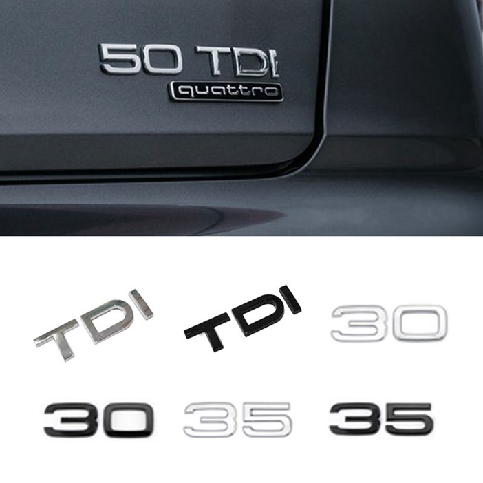 아우디 TDI 30 35 40 45 50 55 트렁크 이니셜 엠블럼 승용 SUV 크롬 검정 호환 용품, 12. 50 BLACK유광