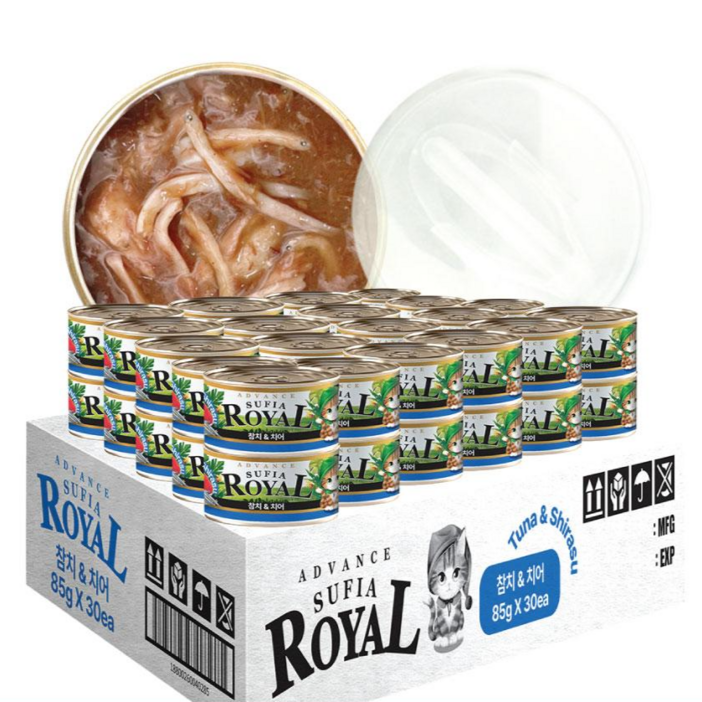 어드밴스 로얄 수피아 7종 85g x 90개입 고양이 캔 길냥이 통조림 간식, 85g, 90개, 수피아 참치치어