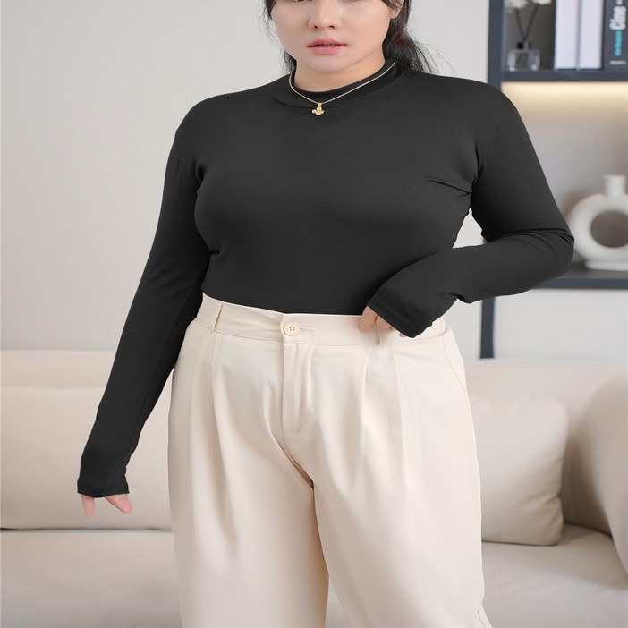 파앤걸 빅사이즈 반폴라 기본 티셔츠
