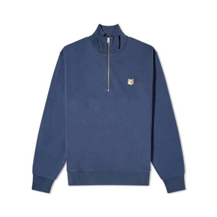공식정품 메종키츠네 남성 맨투맨 티셔츠 MAISON KITSUNE FOX HEAD PATCH COMFORT HALF ZIP SWEATSHIRT MM00314KM0001P47