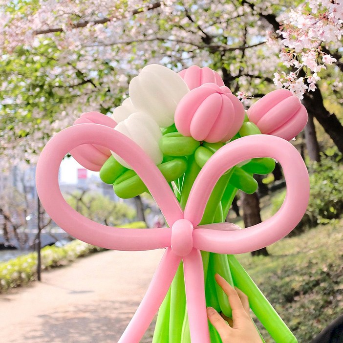 뷰라뷰 튤립 풍선 DIY 꽃다발 브라이덜샤워 졸업 어버이날 스승의날 생일 선물, 핑크