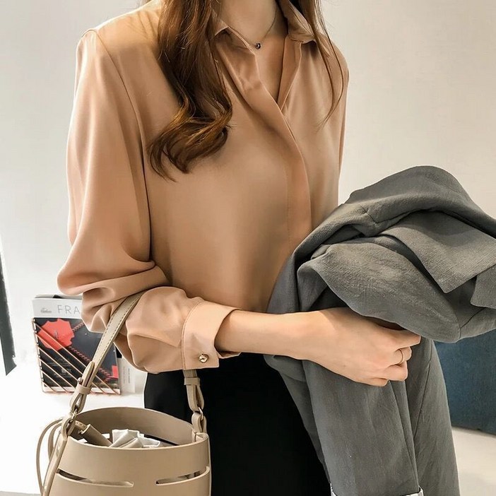 봄가을 여성 루즈핏 긴팔 셔츠 블라우스