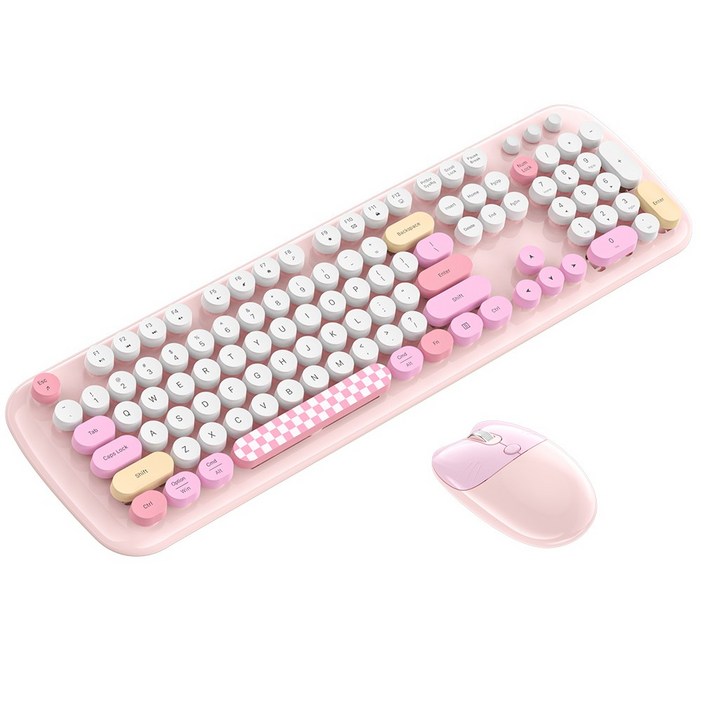 hoco. 저소음 무선 키보드 마우스 귀여운 2.4G HOCO 키보드 마우스 세트, Pink colorful, 단일상품, 일반형 hoco. 저소음 무선 키보드 마우스 귀여운 2.4G HOCO 키보드 마우스 세트, Pink colorful, 단일상품, 일반형