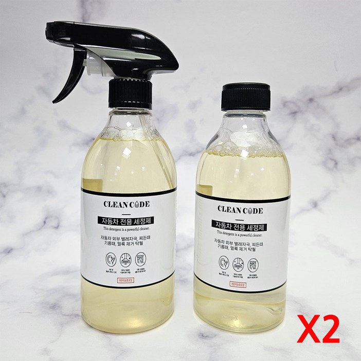 클린코드 자동차 버그크리너, 찌든때, 페인트자국, 휠세정, 송진, 새똥, 타르 등 다목적 외부 세정, 4개, 500ml