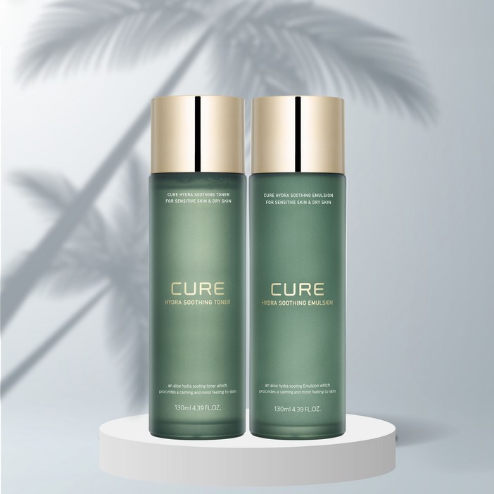 스킨로션 김정문알로에 큐어 하이드라 수딩 토너 130ml + 에멀전 130ml 알로에화장품 보습 기초 2종