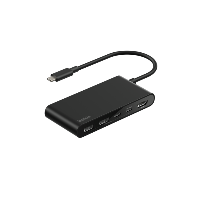 벨킨 connect USB C 5 in 1 5Gbps 4K 60Hz HDMI 100W PD 듀얼 포트 허브 AVC022fqBK