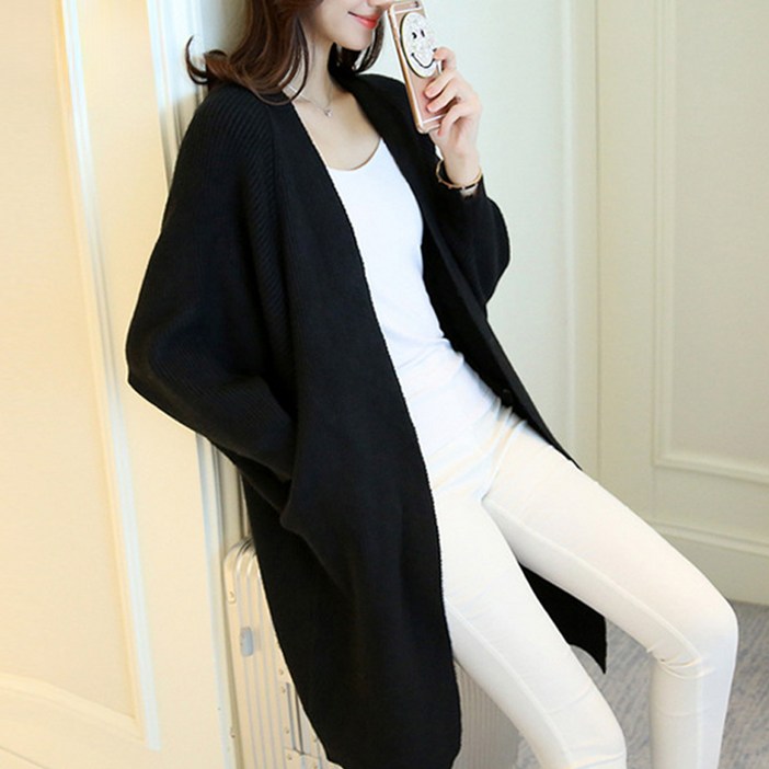 후암마켓 여성 루즈 가오리핏 롱 니트 가디건 스웨터
