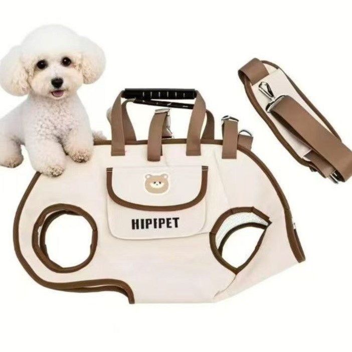 AIDU 강아지 외출 휴대용 가방 크로스 백도그 가방 강아지 숄더 핸드백 가벼운 백팩 야외 애완동물 고양이 가방, 브라운, 1세트