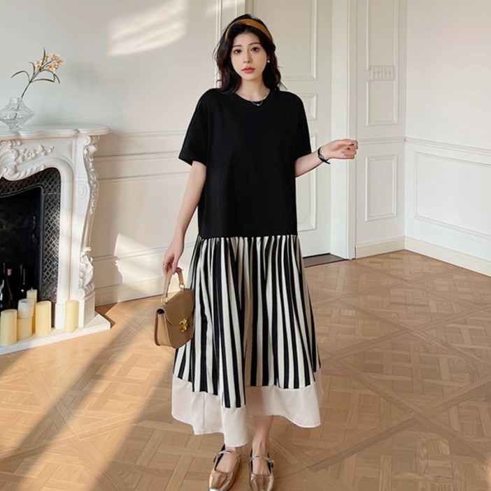 영애씨옷장 빅사이즈 여성의류 배색 여름 원피스 no. 6034