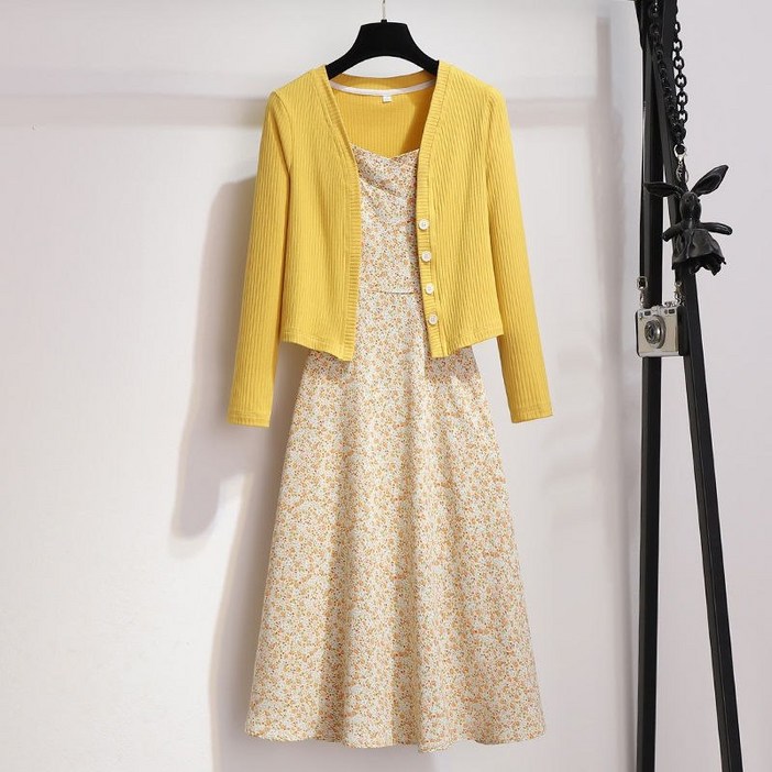 보그핏 너군원피스세트  여성 캐주얼 셋업 원피스 가디건 2종
