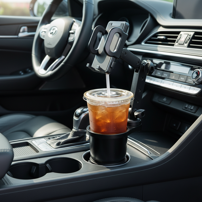 루움 튼튼내구 2in1 차량용 컵홀더, 블랙