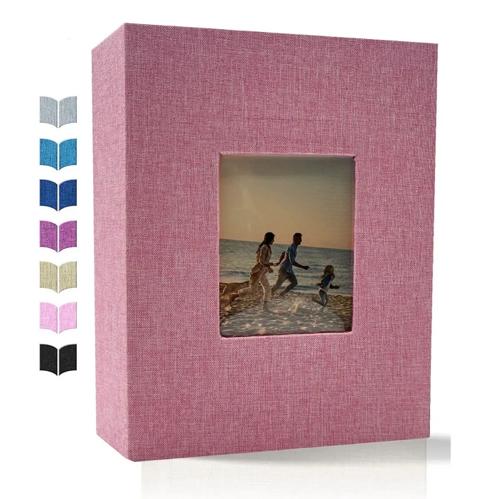 가로 및 포켓이 있는 린넨 4x6600 사진 앨범 1개, 어머니 포함된 발렌타인 데이 선물에 적합, 11 pink200 sheets