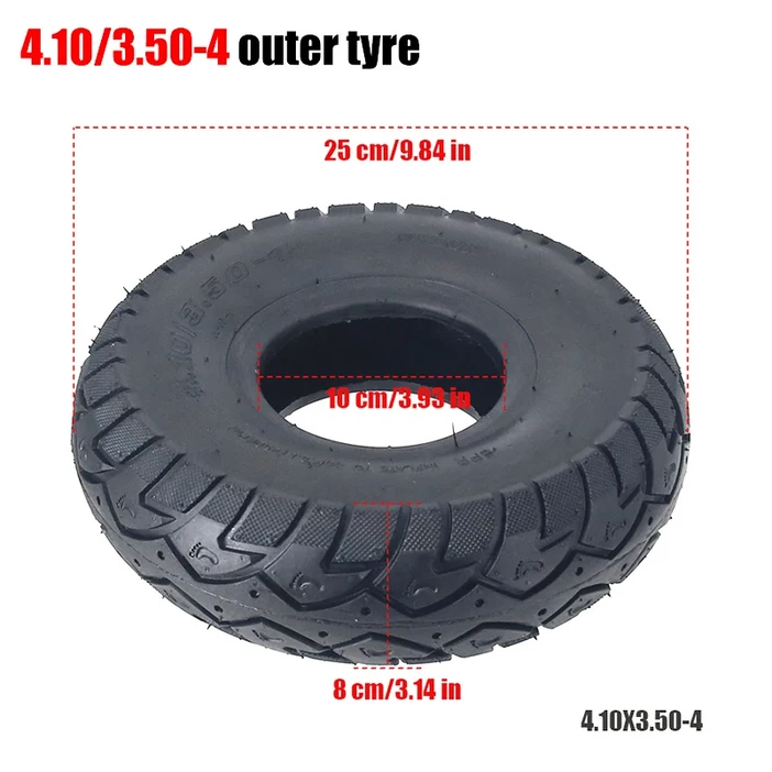 전기 스쿠터용 내부 외부 타이어 410/350-4 공압 휠 타이어, 트롤리 액세서리, 4.10/3.50-4