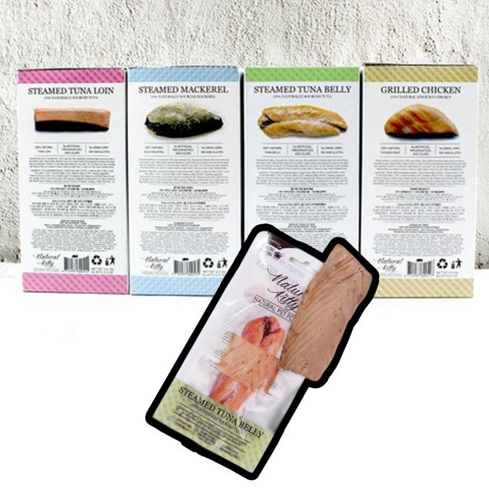 네츄럴키티 오븐으로 구어 증기로 찐 닭고기 고등어 참치뱃살 참치등살 30g 파우치 통살 고양이간식, 참치뱃살, 30g, 24개