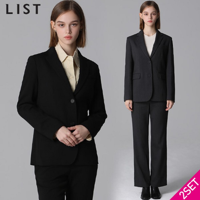 2SET 리스트LIST 베이직 투버튼 재킷스트레이트 셋업 팬츠 2종세트 택가격426000원 2SET 리스트LIST 베이직 투버튼 재킷스트레이트 셋업 팬츠 2종세트 택가격426000원
