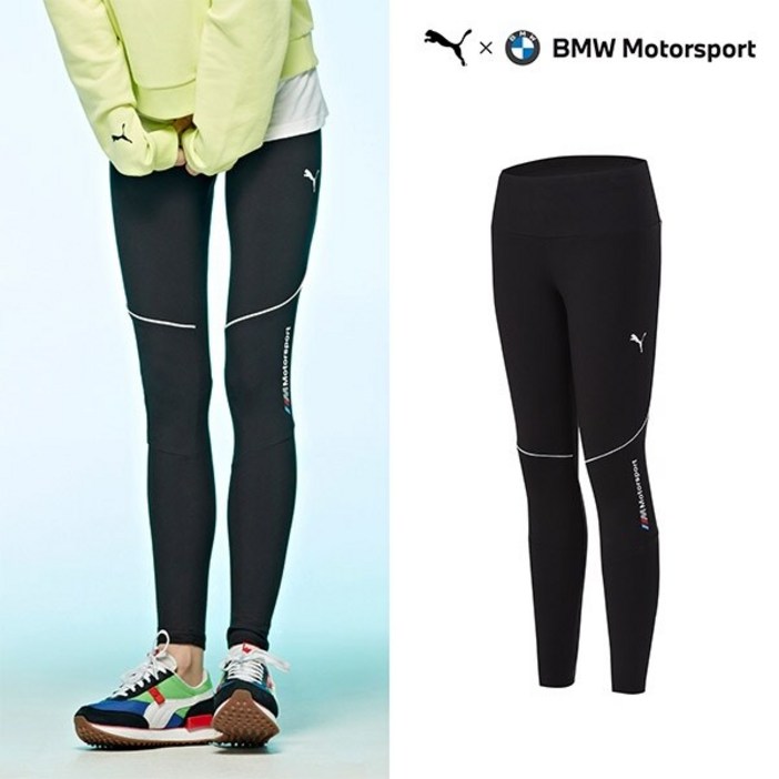 푸마 BMW 모터스포츠 로고 여성 레깅스 블랙