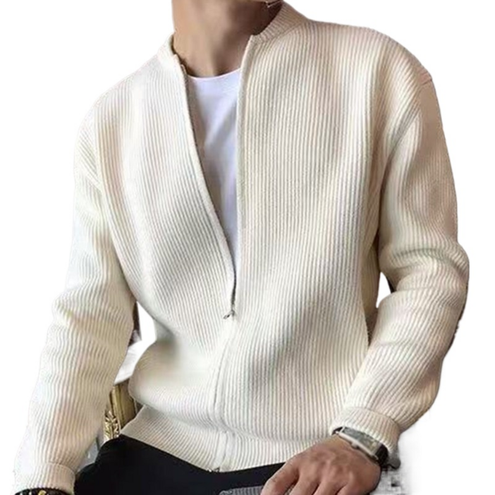 가을 겨울 신상 남성용 니트 집업 카디건 재킷 보온성 슬림핏 단색 상의