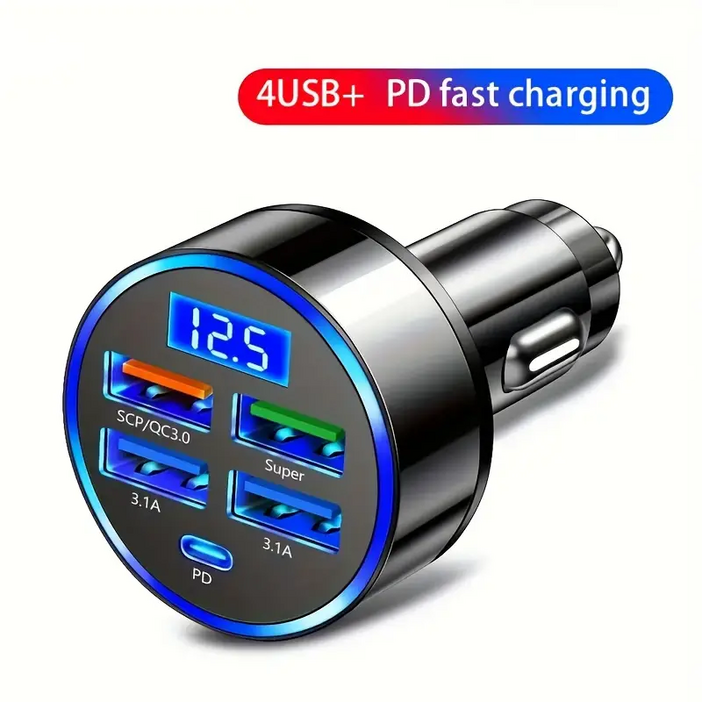 세컴 5포트 초고속 차량용 충전기 자동차 시거잭 USB 4구  C타입 1구