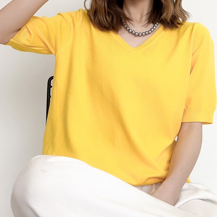 에리페 여성용 컴포트 웨일 니트 반팔티