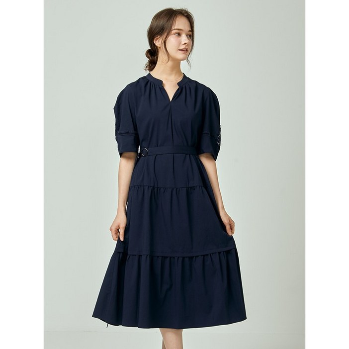 이앤씨 EnC 네이비 시어서커 벨트 원피스 ENOW32511A