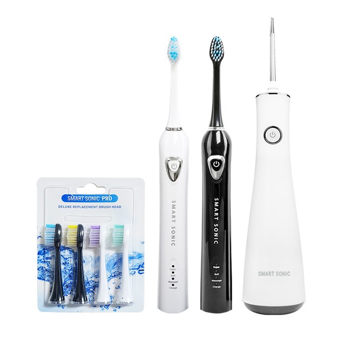 스마트소닉 프로 충전식 음파칫솔 RLT211 커플  DENTA 구강세정기 SG8001A 칫솔모 1팩