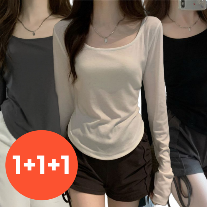 피오리 여성 슬림핏 긴팔 티셔츠 3종세트 피오리 여성 슬림핏 긴팔 티셔츠 3종세트