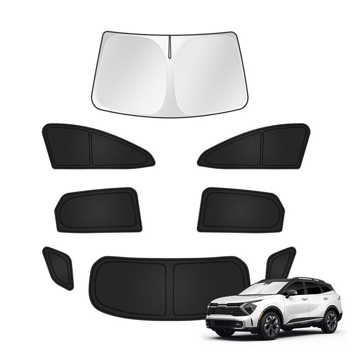 오토셀러 디올뉴 스포티지 NQ5 차량용 암막커튼 햇빛가리개 캠핑 차박커튼 창문가리개 윈도우 썬블럭 21년7월2024년10월 연식, 1세트, 실버 블랙