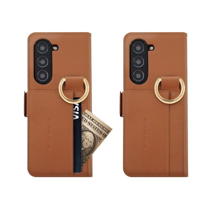 비유어산타 유해 전자파 차단 이태리 가죽 갤럭시 Z폴드5 케이스 링 핑거 카드수납 가디언