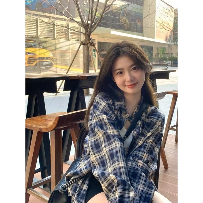 ANYOU 여성 루즈핏 체크 플란넬 셔츠 ANYOU 여성 루즈핏 체크 플란넬 셔츠