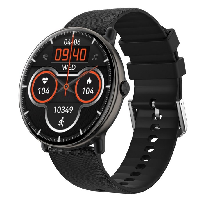 WAPIK 블루투스 통화가능 스마트워치 Y6 1.43인치 AMOLED 대화면 한글판, GPS  블루투스, 3.6cm, 블랙