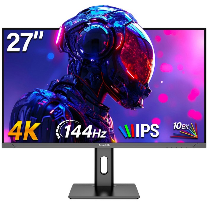 27인치 와이드 커브드 게이밍 모니터 UHD 144hz 16:9 와일드 3840x2160, 4K, IPS디스플레이,승강이 가능하여 불빛 효과까지, 70cm, 3840*2160 144hz
