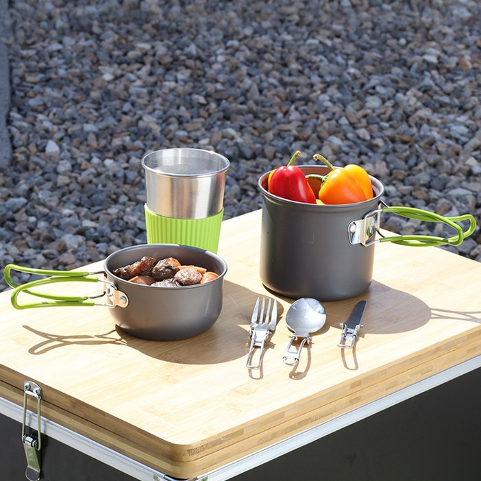 창고이전 기획 65%할인특가 자담캠핑 초경량 1인용 솔로 경질 이스케이프 코펠 1세트, 1개