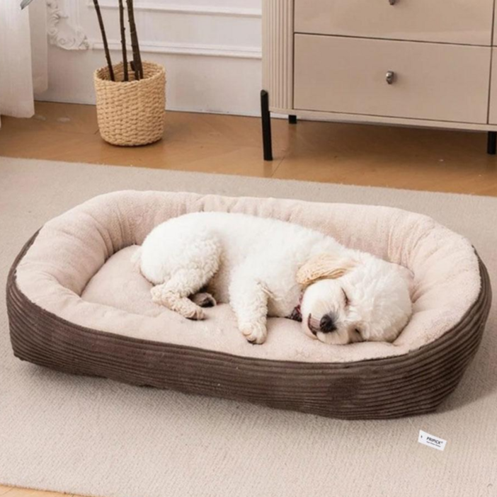 프리픽 통세탁 강아지 마약 방석 푹신한 쿠션 침대, 1개, 브라운