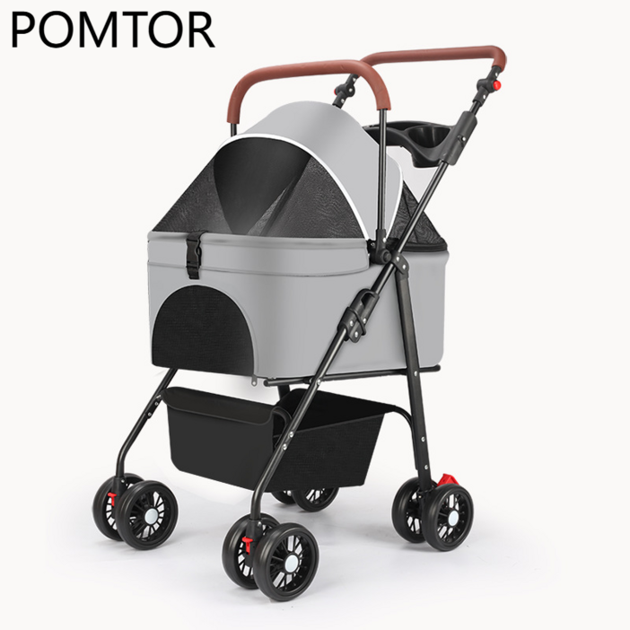 POMTOR 분리형 다기능 원터치 폴딩 유모차  강아지 유모차 개모차