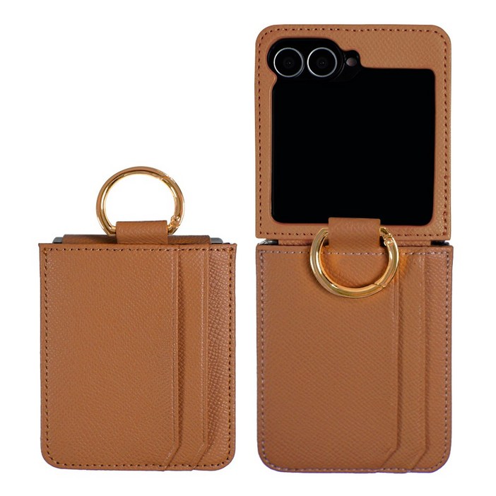 리네시 갤럭시 호환 Z플립5 가죽 케이스 힌지보호 카드수납 지갑 케이스