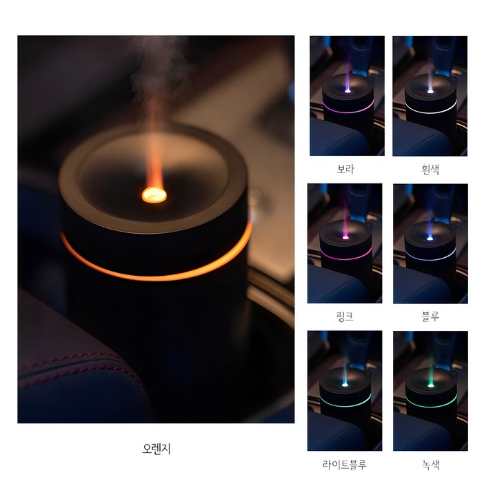 HU LULU 무선 미니 초음파 무드등 차량용 휴대용 가습기 c타입, 블랙