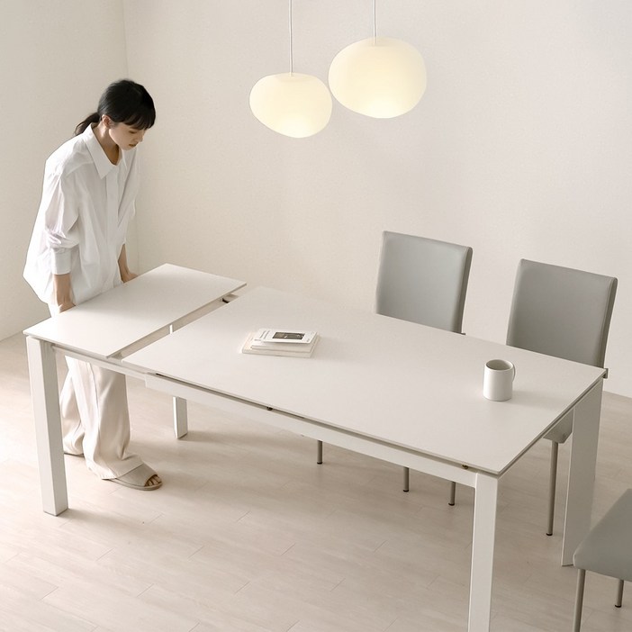 BONOVA 모어 익스텐션 확장형 4인용 ~ 6인용 12T 통 포세린 세라믹 식탁 1400~1800