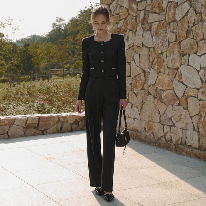 100정품 잇미샤 여성 바지 25 원턱 와이드 팬츠 ITP8ZPT720 사무실 포멀룩 단