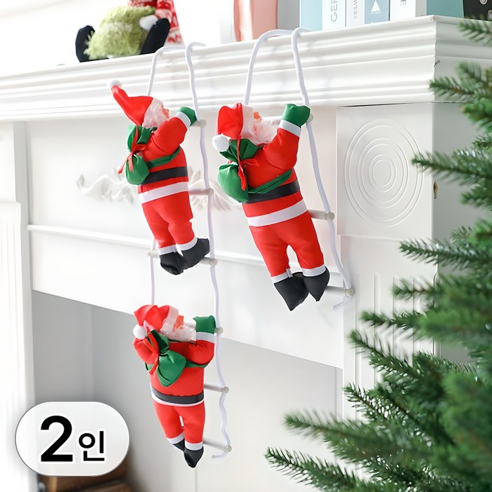 투데이리빙 크리스마스 사다리 타는 산타 인형 인테리어 장식 데코 소품 카페 오브제 용품 가랜드 오너먼트 장식품