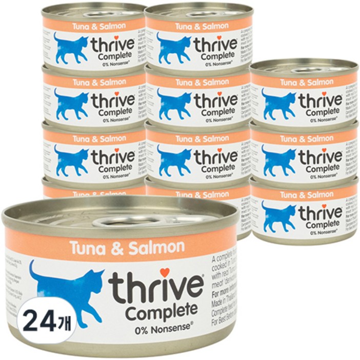 쓰라이브 컴플리트 그레인프리 고양이 주식캔 75g, 참치&연어, 75g, 24개