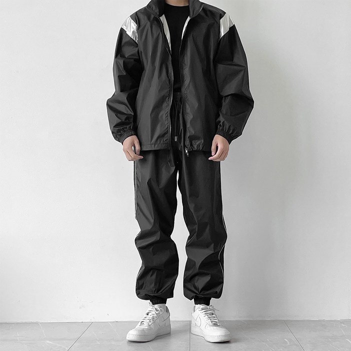 SETUP 남자 파워부스터 땀복 런닝 다이어트 바람막이 트레이닝 세트 상의하의