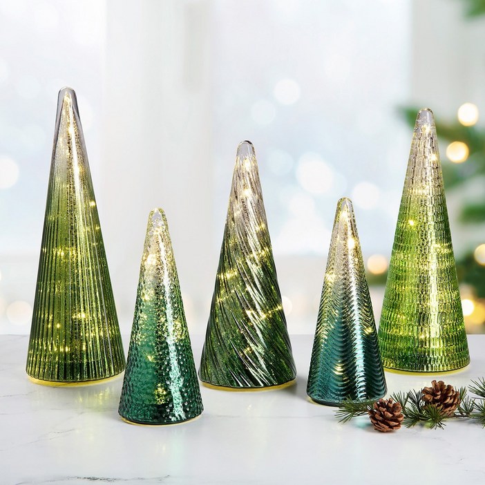 코스트코   LED 글라스 트리 장식 5개 세트 1851468