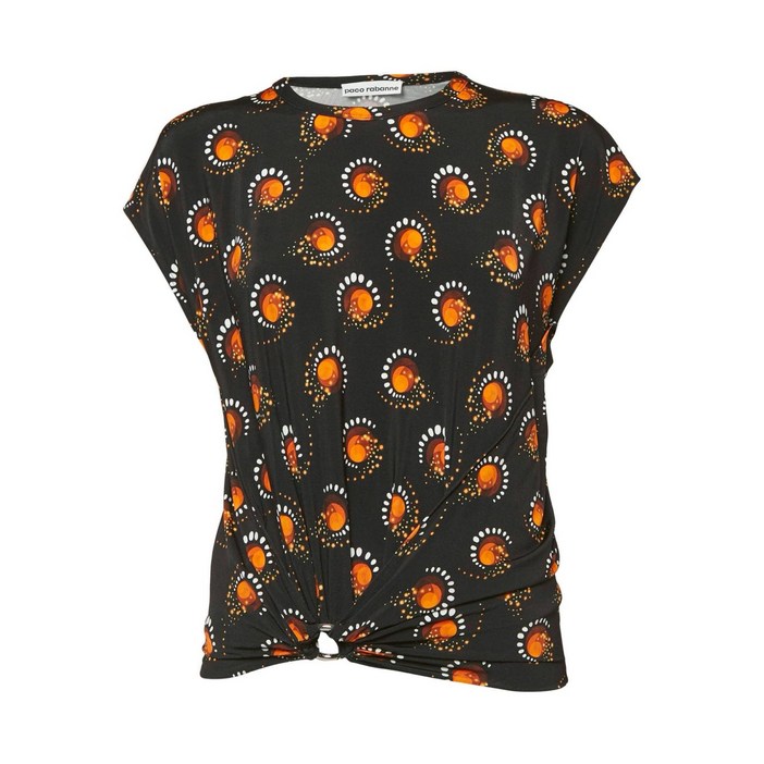 파코 라반 중고 개더 디테일 프린트 블라우스