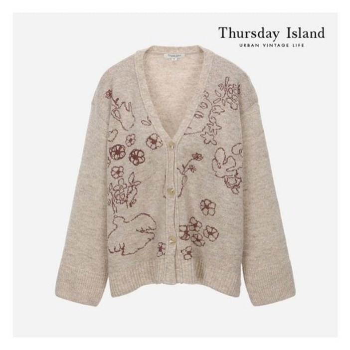 {100% 정품 }써스데이아일랜드 [Thursday Island] 드로잉 자카드 가디건