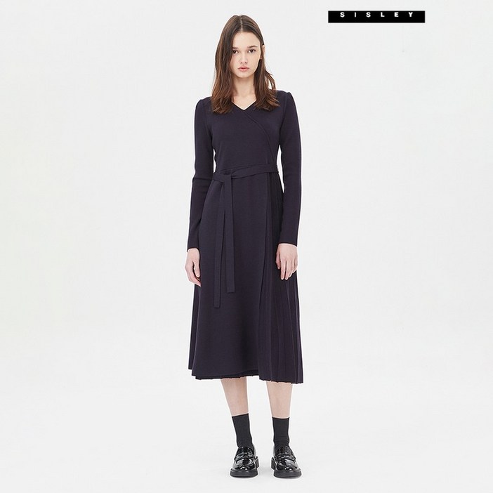 시슬리 아울렛 랩 플리츠 니트 원피스 SAKO04411 1042094