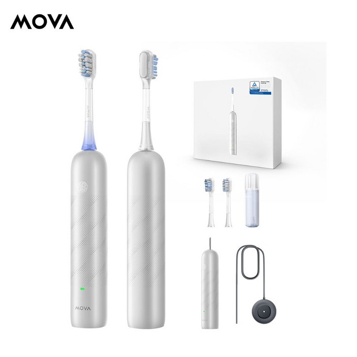 MOVA Fresh Pro 프리미엄 전동칫솔+칫솔모+휴대 케이스 (3년 무상보증), 실버, 1개, ATB15A