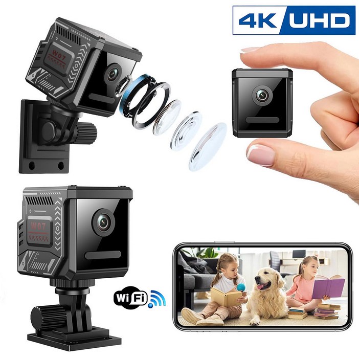 EMITAIM 미니 4K 스마트 가정용 cctv 고화질 카메라 홈캠 실내용 실시간 모니터링 회전형 wifi 애완동물 cctv 사무실용 옥외용 휴대용 액션캠 캠코더 블랙박스