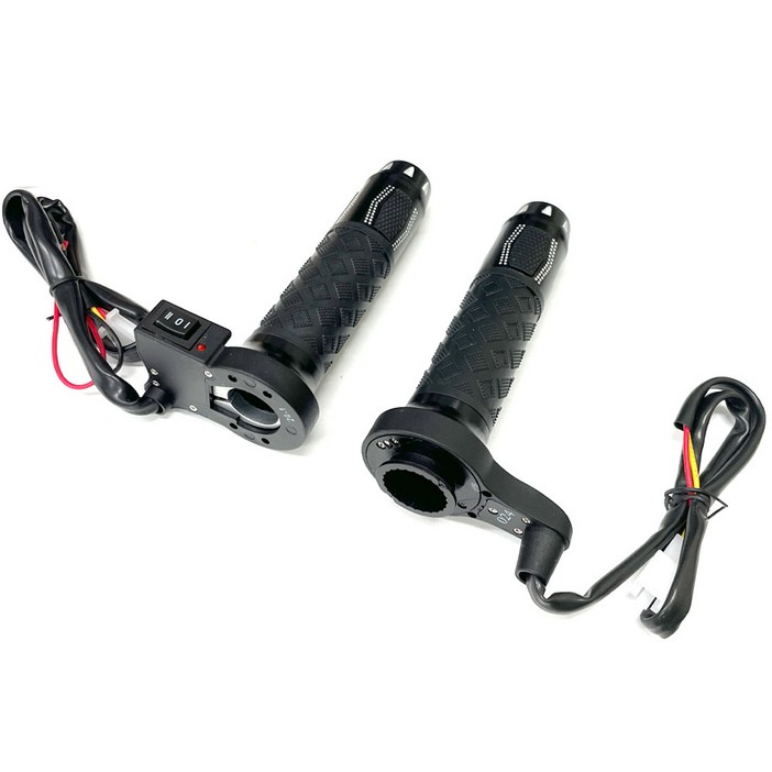 오토바이 열선그립 핸들그립 2단 온도조절 컬러 겨울 방한용품 범용 22mm, 블랙, 1세트