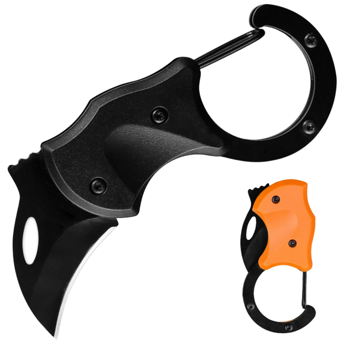 Ryusei 접이식 캠핑칼 스틸 카람빗 스테인레스  호신용 휴대용칼 edc 폴딩나이프 야외/캠핑/낚시 카람빗 포켓 나이프 주황색+블랙 R019