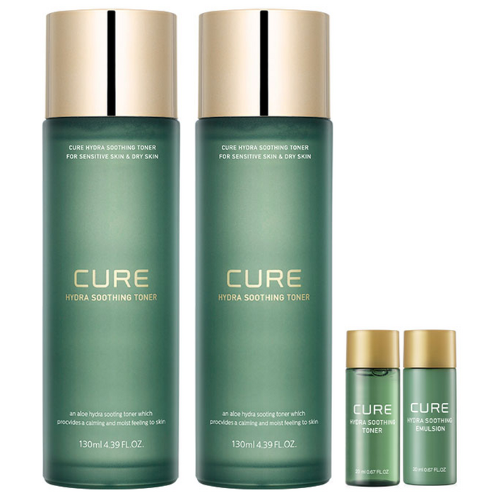 김정문알로에 큐어 하이드라 수딩 토너 130ml 2P + 토너 20ml 1P + 에멀젼 20ml 1P